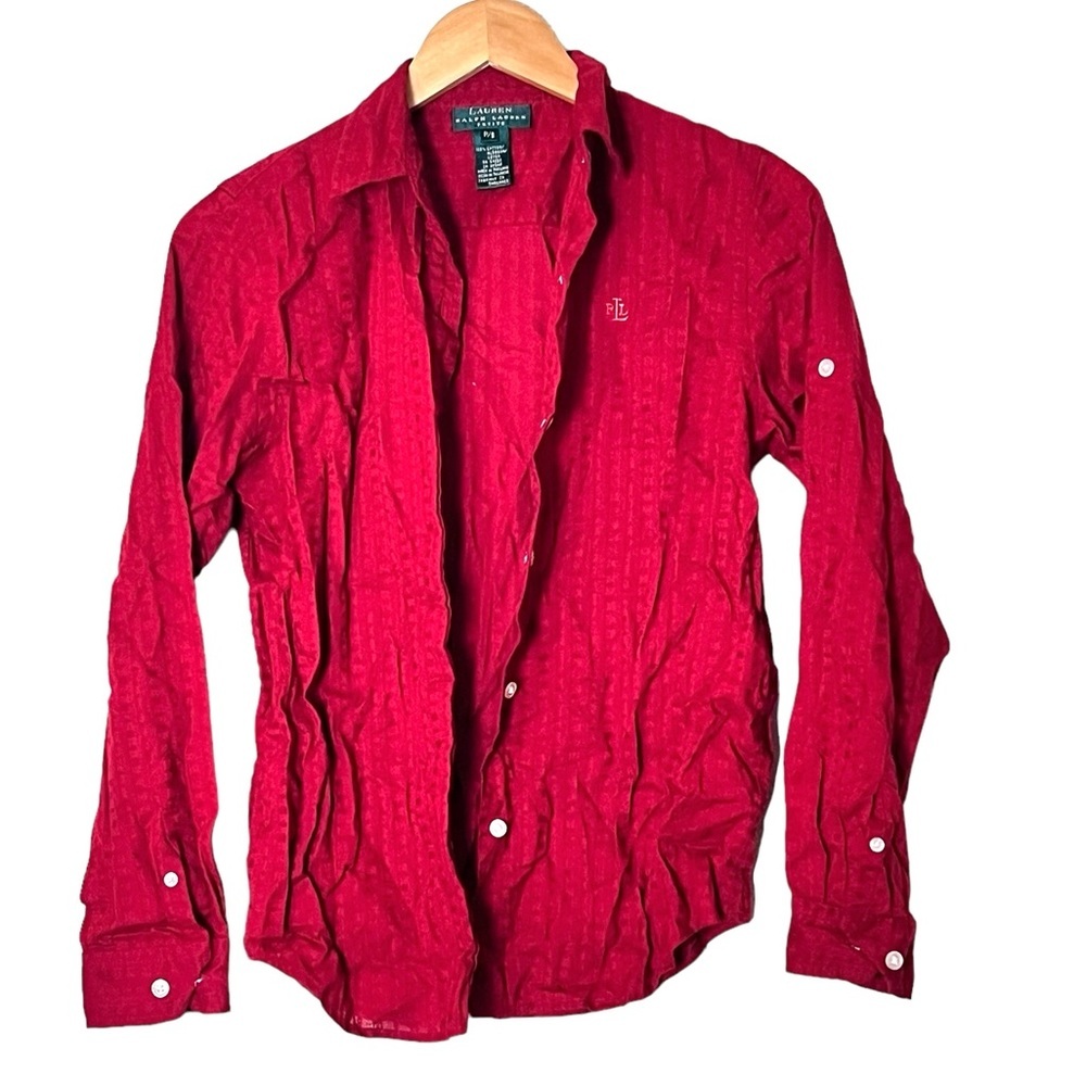 Lauren Ralph Lauren | Red long sleeve button down shirt size petite small